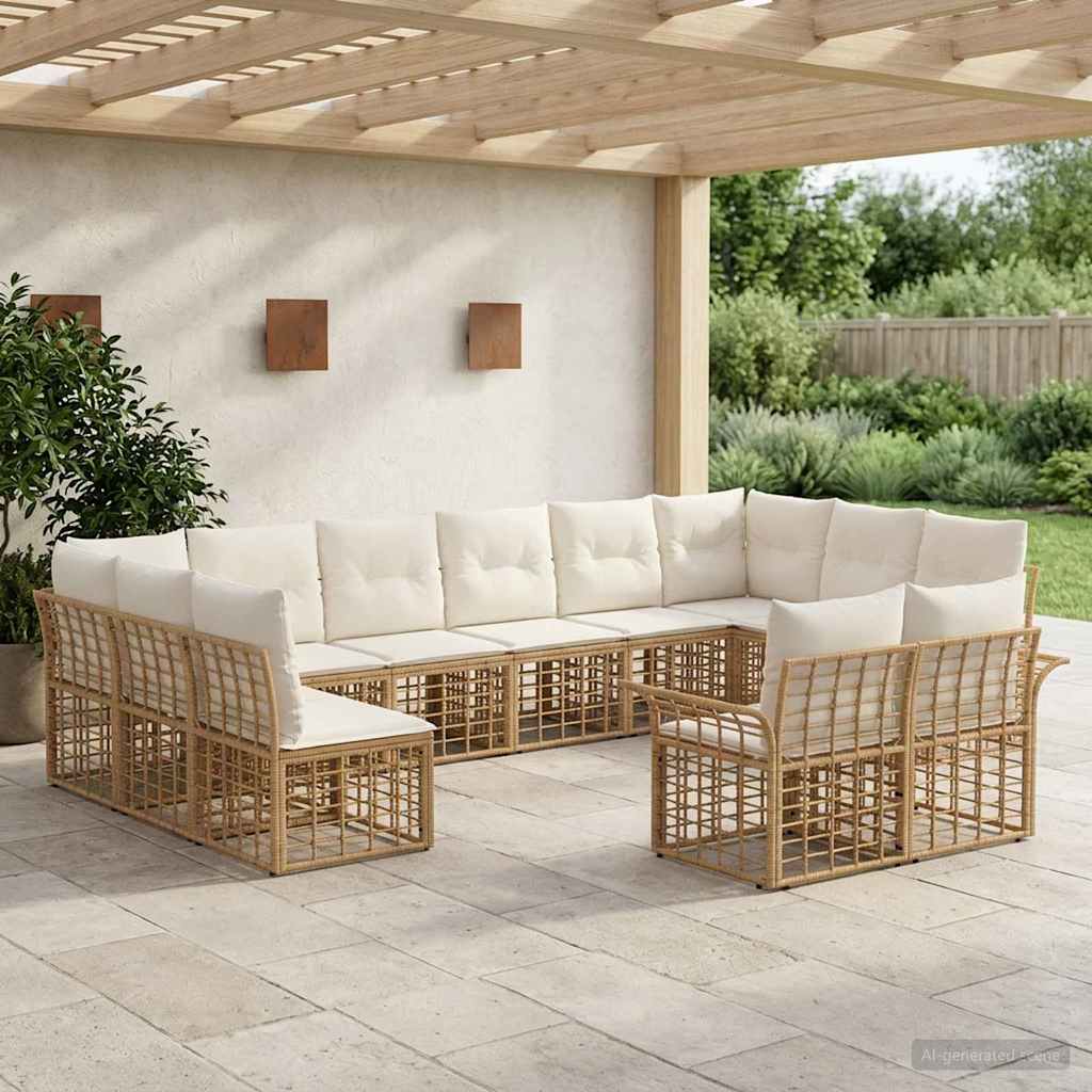 vidaXL Outdoor sofa set 12 pcs Black and Dark Grey Polyester