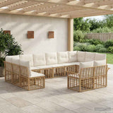 vidaXL Outdoor sofa set 12 pcs Black and Dark Grey Polyester