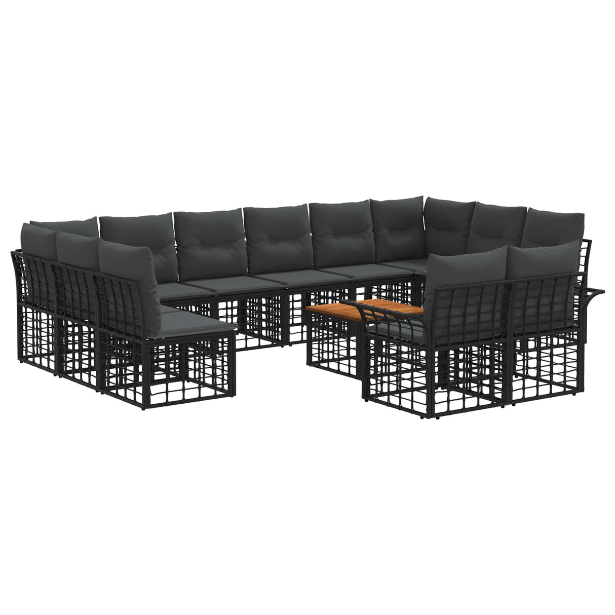 vidaXL Outdoor sofa set 12 pcs Black and Dark Grey Polyester