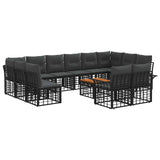 vidaXL Outdoor sofa set 12 pcs Black and Dark Grey Polyester