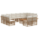 vidaXL Outdoor sofa set 12 pcs Black and Dark Grey Polyester
