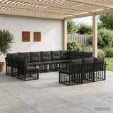 vidaXL Outdoor Lounge Set 13 pcs Black and Dark Grey Polyester