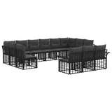 vidaXL Outdoor Lounge Set 13 pcs Black and Dark Grey Polyester