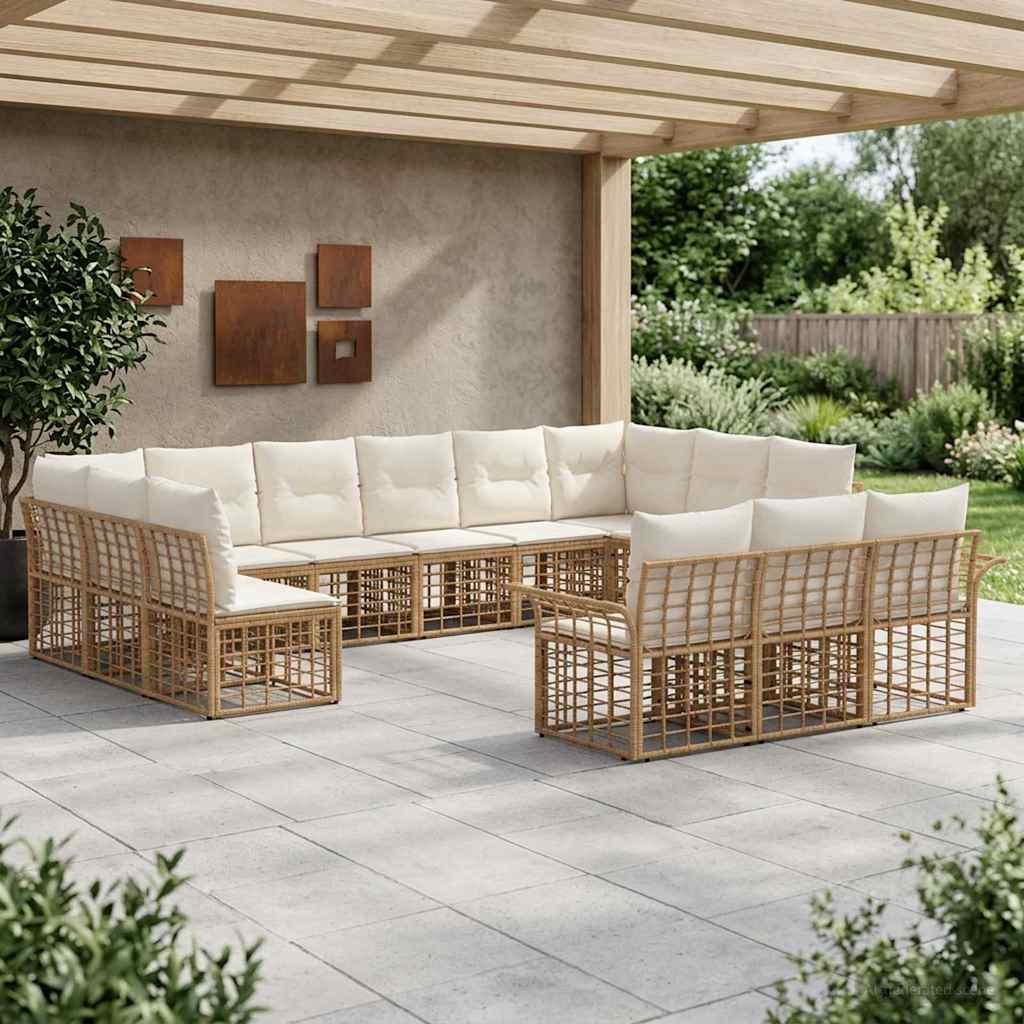 vidaXL Outdoor Lounge Set 13 pcs Black and Dark Grey Polyester