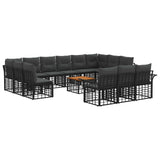 vidaXL Outdoor Lounge Set 13 pcs Black and Dark Grey Polyester