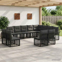 vidaXL Outdoor Sofa Set 12 pcs Black and Dark Grey Polyester
