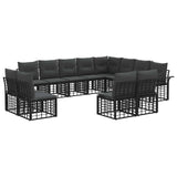 vidaXL Outdoor Sofa Set 12 pcs Black and Dark Grey Polyester