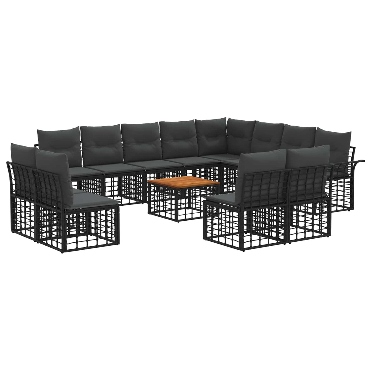 vidaXL Outdoor Sofa Set 12 pcs Black and Dark Grey Polyester