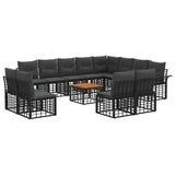 vidaXL Outdoor Sofa Set 12 pcs Black and Dark Grey Polyester