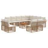 vidaXL Outdoor Sofa Set 12 pcs Black and Dark Grey Polyester