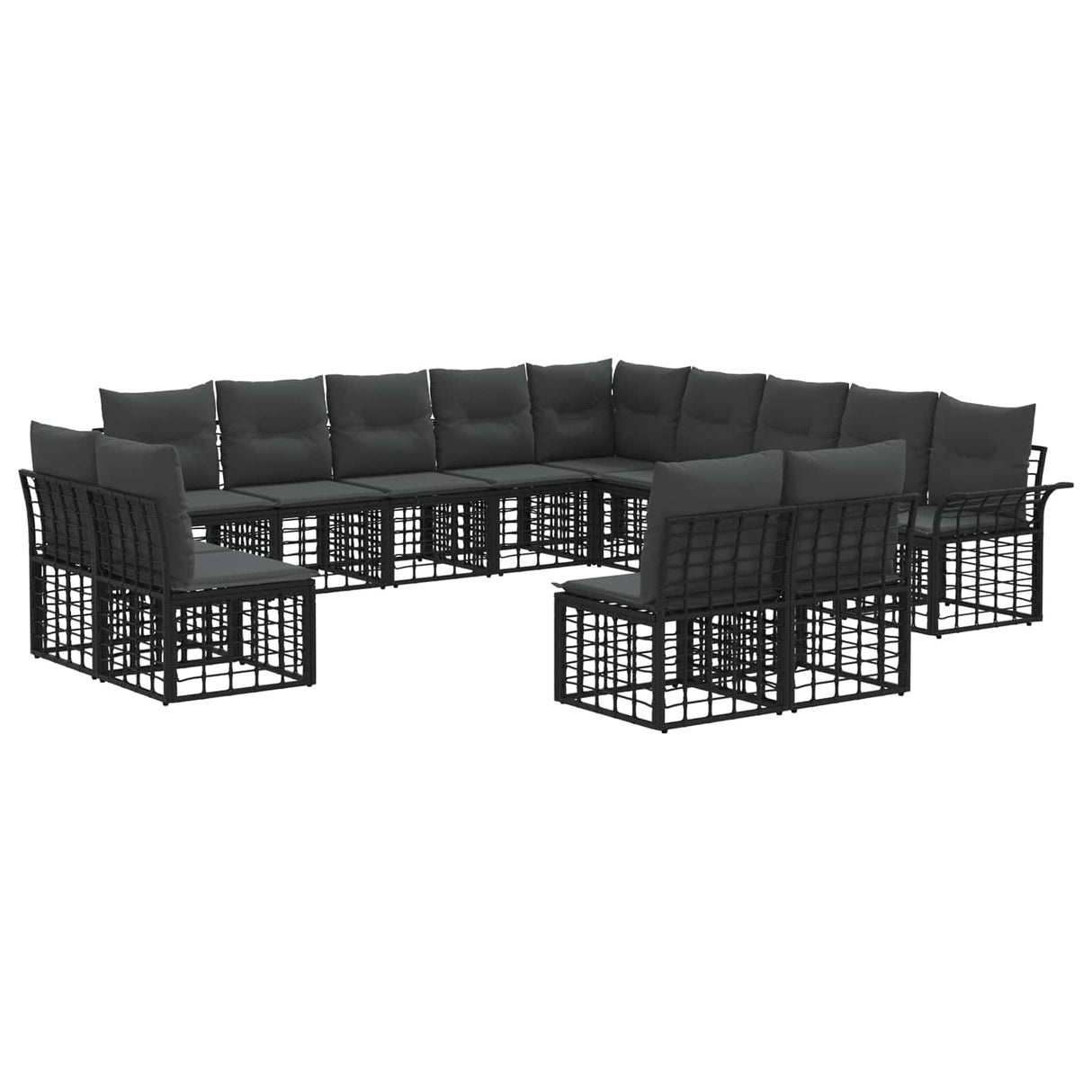 vidaXL Buiten bank set 13 pcs Zwart en Donker Grijs Polyester