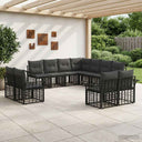 vidaXL Outdoor Sofa Set 11 pcs Black and Dark Grey Polyester