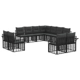 vidaXL Outdoor Sofa Set 11 pcs Black and Dark Grey Polyester