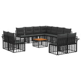 vidaXL Outdoor Sofa Set 11 pcs Black and Dark Grey Polyester