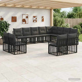 vidaXL Outdoor Sofa Set 12 pcs Black and Dark Grey Polyester