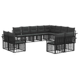 vidaXL Outdoor Sofa Set 12 pcs Black and Dark Grey Polyester