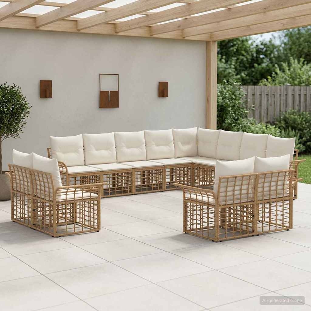 vidaXL Outdoor Sofa Set 12 pcs Black and Dark Grey Polyester