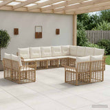 vidaXL Outdoor Sofa Set 12 pcs Black and Dark Grey Polyester