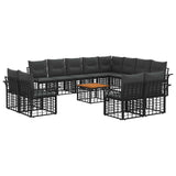vidaXL Outdoor Sofa Set 12 pcs Black and Dark Grey Polyester