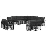vidaXL Outdoor Sofa Set 13 pcs Black and Dark Grey Polyester