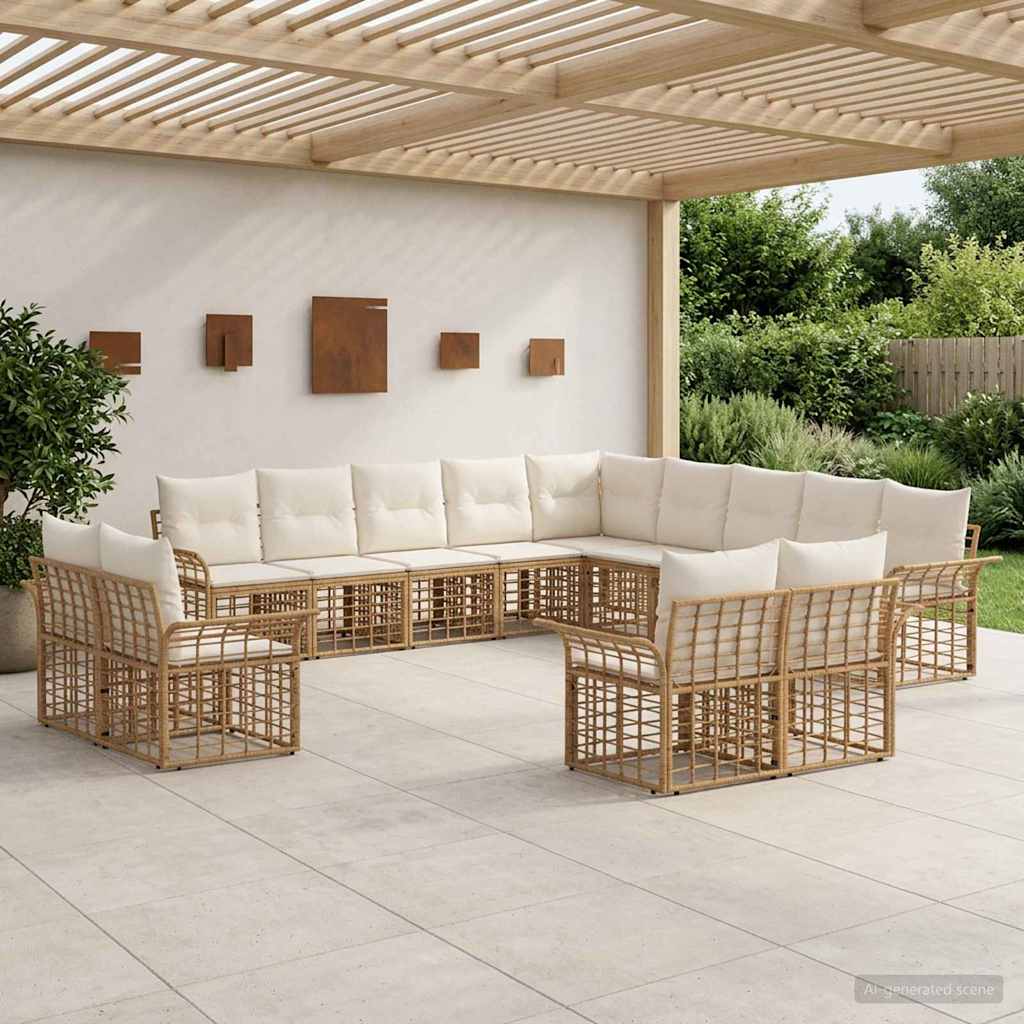 vidaXL Outdoor Sofa Set 13 pcs Black and Dark Grey Polyester