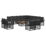 vidaXL Outdoor Sofa Set 13 pcs Black and Dark Grey Polyester