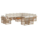 vidaXL Outdoor Sofa Set 13 pcs Black and Dark Grey Polyester