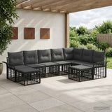 vidaXL Outdoor Sofa Set 9 pcs Black and Dark Grey Polyester