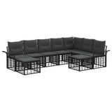 vidaXL Outdoor Sofa Set 9 pcs Black and Dark Grey Polyester
