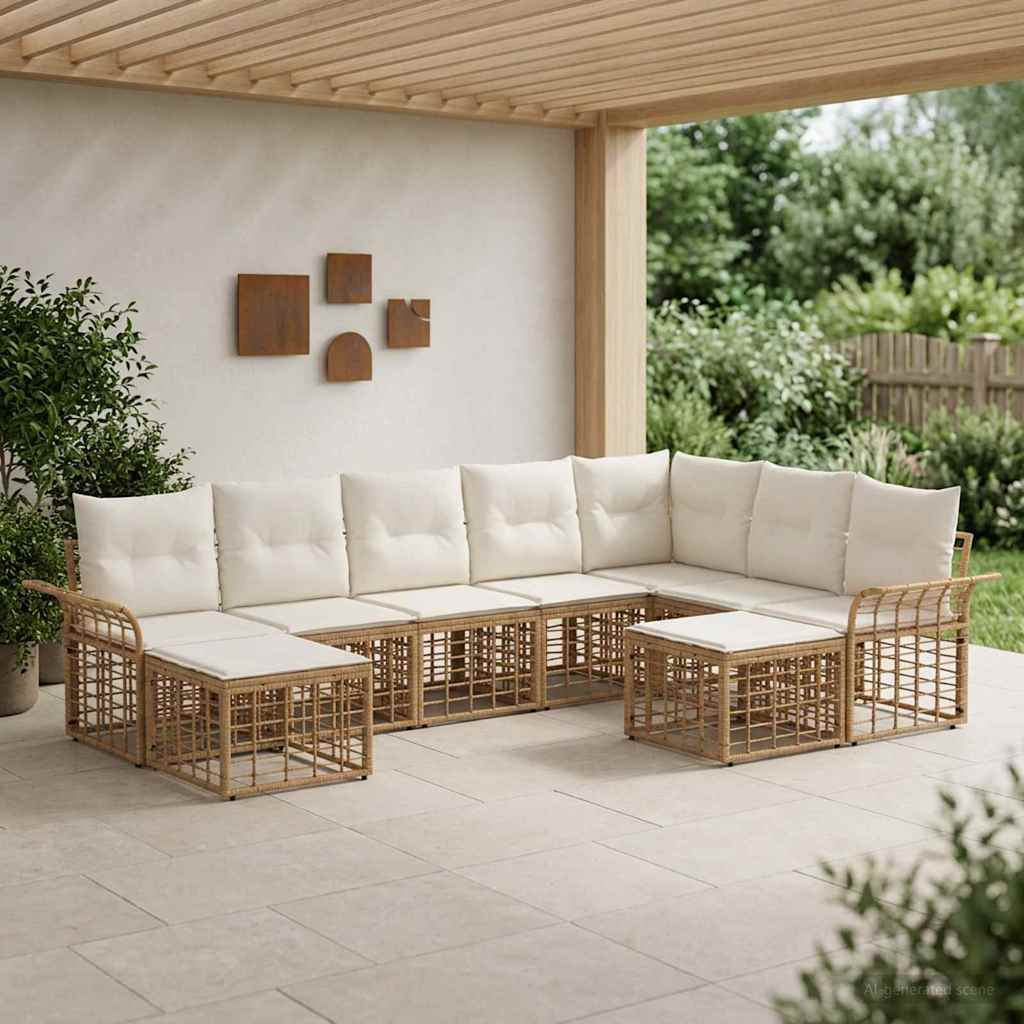vidaXL Outdoor Sofa Set 9 pcs Black and Dark Grey Polyester