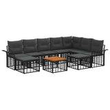 vidaXL Outdoor Sofa Set 9 pcs Black and Dark Grey Polyester