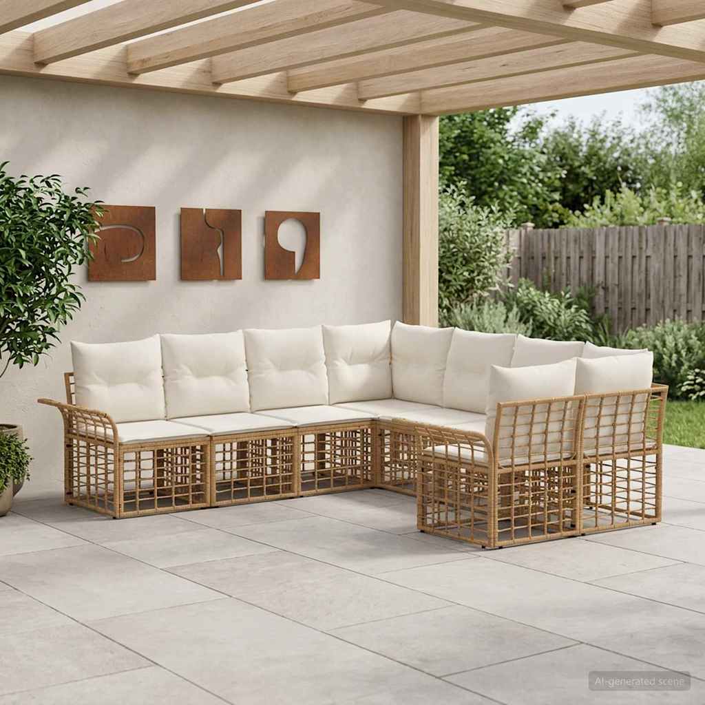 vidaXL Buiten bank set 8 pcs Zwart en Donker Grijs Polyester