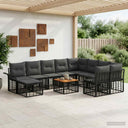 vidaXL Buiten bank set 11 st Zwart en Donker Grijs poly rattan