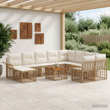 vidaXL Buiten bank set 11 st Zwart en Donker Grijs poly rattan
