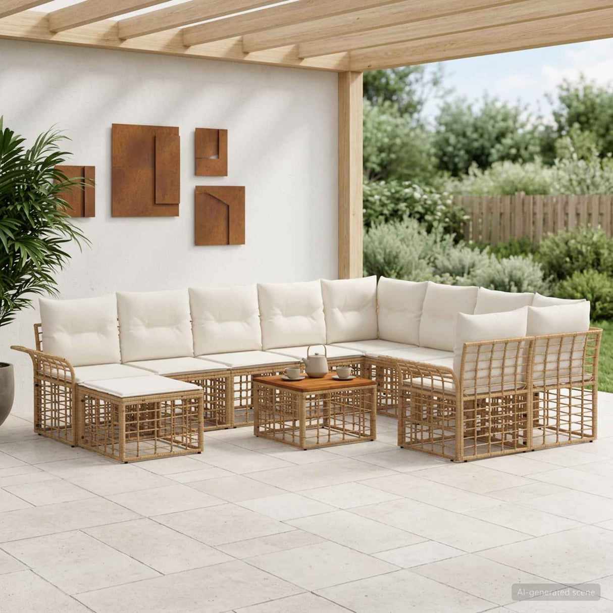 vidaXL Buiten bank set 11 st Zwart en Donker Grijs poly rattan