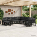 vidaXL Outdoor sofa set 11 pcs Black and Dark Grey Polyester