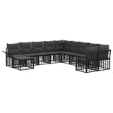 vidaXL Outdoor sofa set 11 pcs Black and Dark Grey Polyester