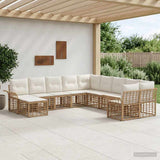 vidaXL Outdoor sofa set 11 pcs Black and Dark Grey Polyester