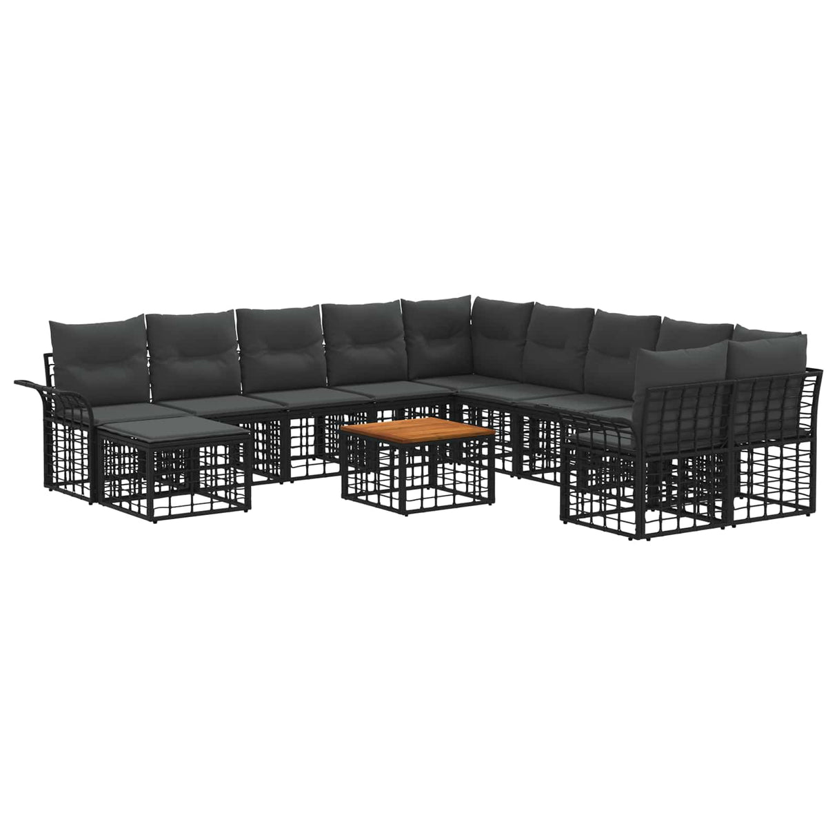 vidaXL Outdoor sofa set 11 pcs Black and Dark Grey Polyester