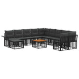 vidaXL Outdoor sofa set 11 pcs Black and Dark Grey Polyester