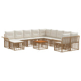 vidaXL Outdoor sofa set 11 pcs Black and Dark Grey Polyester