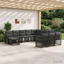 vidaXL Tuinbank Set 12 pcs Zwart en Donker Grijs poly rattan