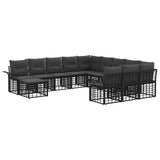 vidaXL Tuinbank Set 12 pcs Zwart en Donker Grijs poly rattan