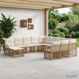vidaXL Tuinbank Set 12 pcs Zwart en Donker Grijs poly rattan