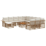vidaXL Tuinbank Set 12 pcs Zwart en Donker Grijs poly rattan