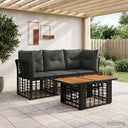 vidaXL Tuinbank Set 4 st Zwart en Donkergrijs poly rattan