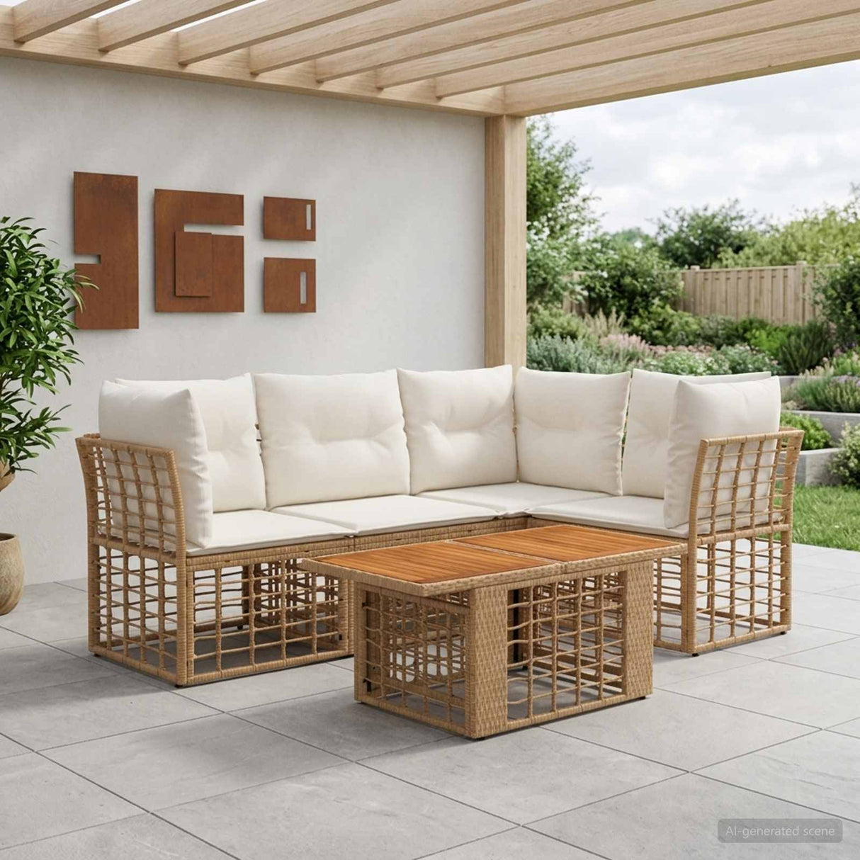 vidaXL Tuinbank Set 4 st Zwart en Donkergrijs poly rattan