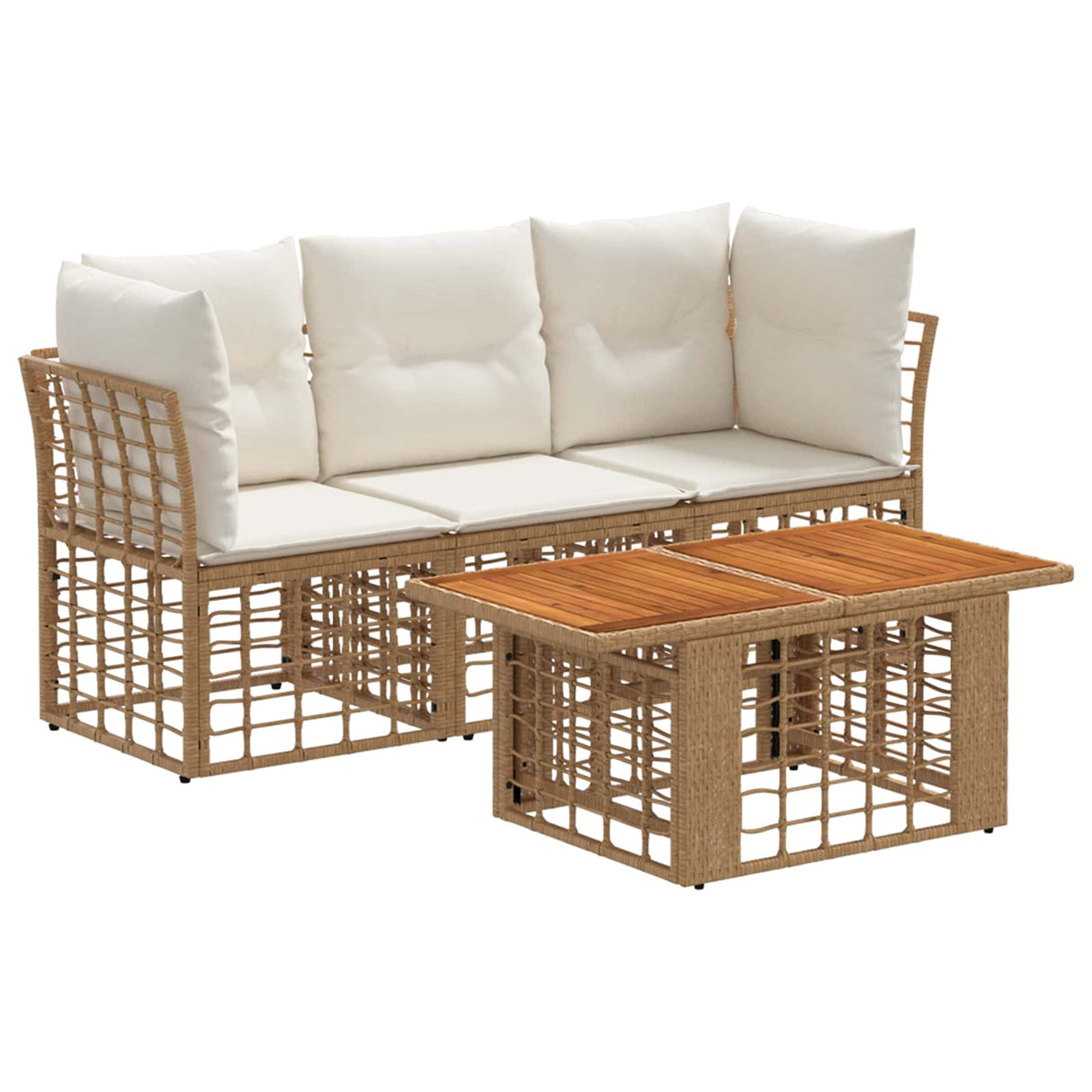vidaXL Tuinbank Set 4 st Zwart en Donkergrijs poly rattan