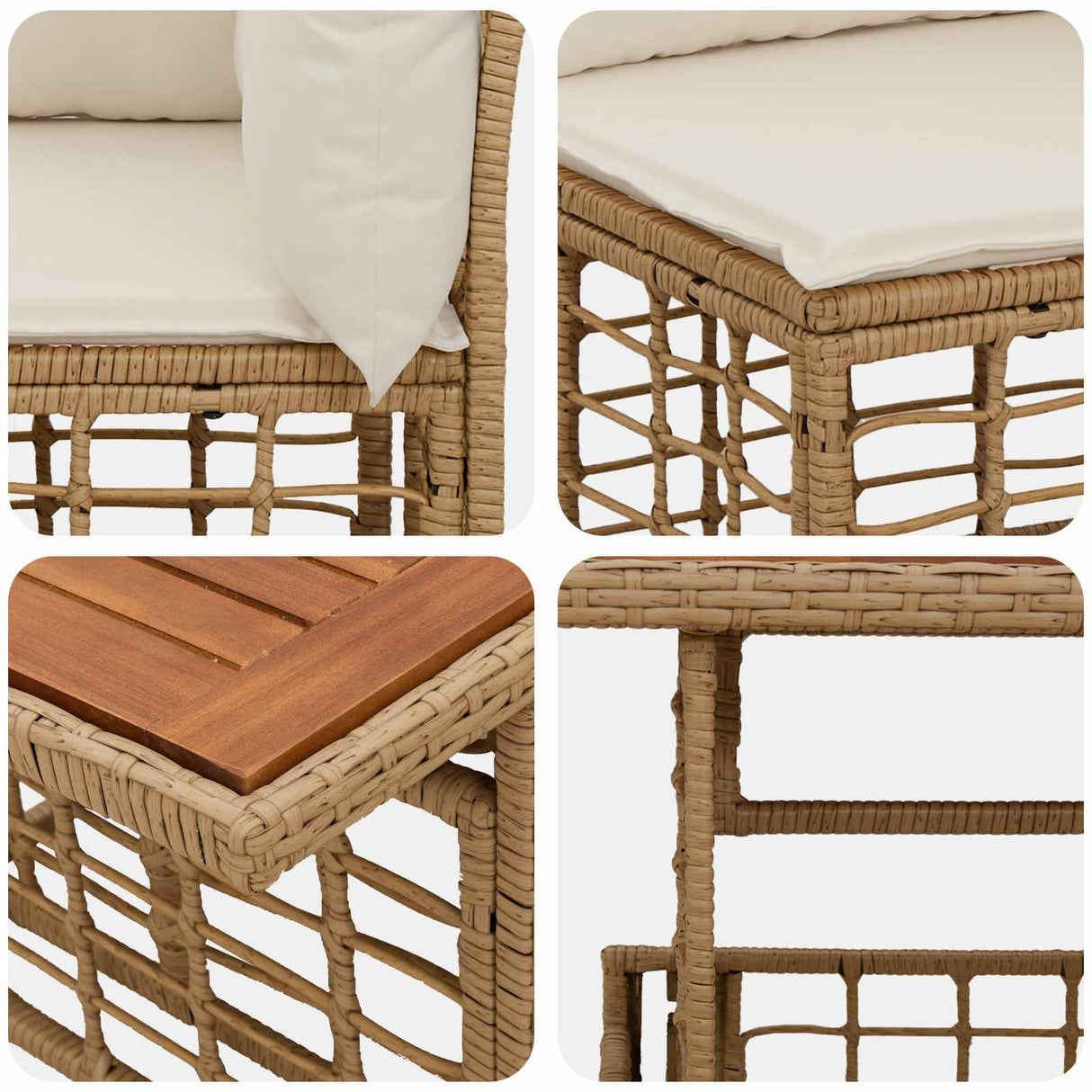 vidaXL Tuinbank Set 4 st Zwart en Donkergrijs poly rattan