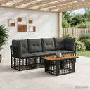 vidaXL Tuinbank Set 5 st Zwart en Donkergrijs poly rattan